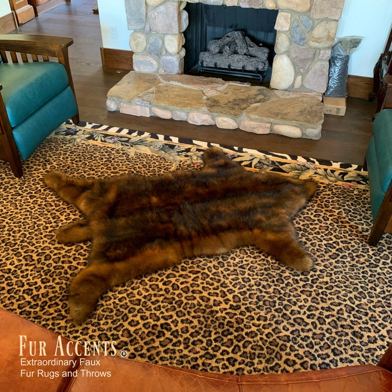 Faux Fur Bear Skin Rug - Red Brown Animal Pelt Throw, USA Made - Etsy