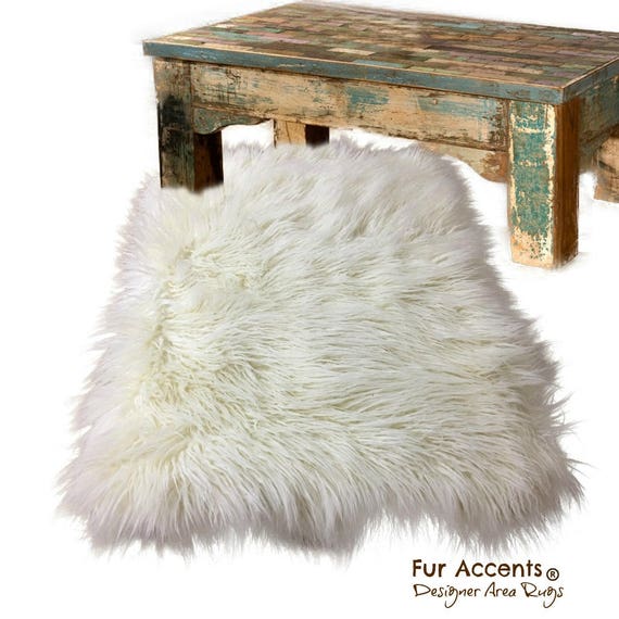 Plush Thick Icelandic Sheepskin Area Rug - Luxury Shag Fur  - Irregular Edge - White Accent Throw Rug - Designer Carpets - Fur Accents USA