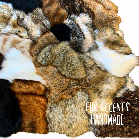 Fur Rug, Patchwork Pieced Fur, 100% Animal Friendly, Sumptuous, One of a Kind, Hand Made Throw, Designer Originals by fur Accents, USA