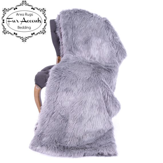 Plush  Faux Fur Throw Blanket - Bedspread Soft Plush Shag - Luxury Fur - White, Black, Gray 6 Sizes Minky Cuddle Fur Lining Fur Accents USA