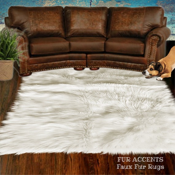 Plush Faux Fur Area Rug - Shaggy Thick Sheepskin - Rectangle Shape Pelt Design  - Throw 6 Colors Designer Art Rug by Fur Accents USA