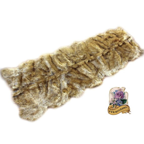 Plush Faux Fur Area Rug - Runner - Shaggy Wolf Skin Sheepskin - Pelt Shape - Designer Throw Carpet 6 Colors - Art Rugs by Fur Accents - USA