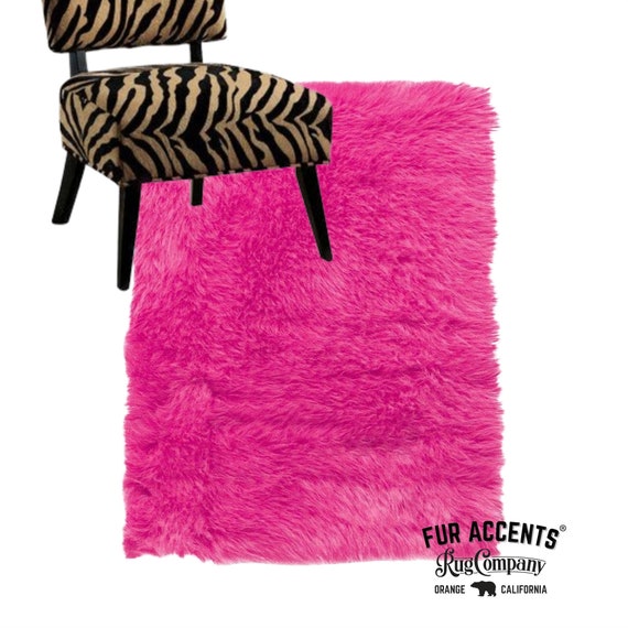 Plush Faux Fur Area Rug - Shaggy Thick Sheepskin - Rectangle Shape Pelt Design  - Designer Art Rug by Fur Accents USA
