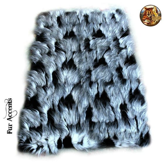 Contemporary Faux Fur Area Rug - Luxury Fur Thick Shaggy Carpet Black Feather Rectangle Shape Plush Padded Designer Throw - Fur Accents USA