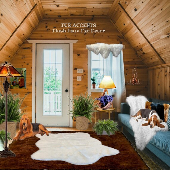 Plush Faux Fur Area Rug - Luxury Fur Thick Chubby Bear Skin - Faux Fur - Animal Hide - Pelt Shape Designer Throw Rug - Fur Accents - USA