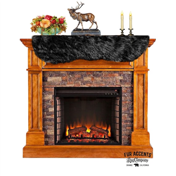 Plush Faux Fur Fireplace Mantle Scarf- Luxury Golden Wolf Fur - Dresser - Hutch - Buffet - Table Runner - Fur Accents Originals USA