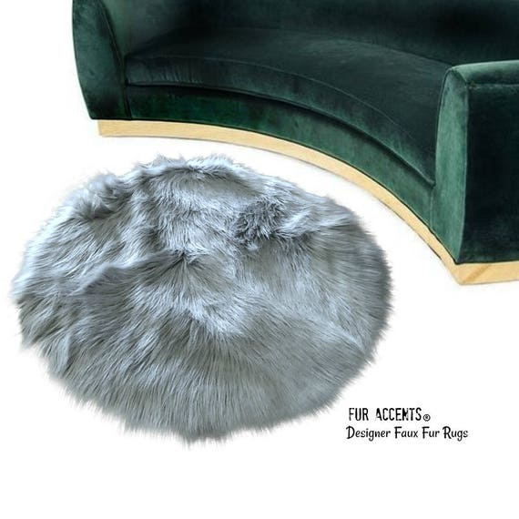 Sheepskin Rug - Faux Fur Area Rug - White,Off White,Brown,Black,Tan,Gray - Round Shag - Designer Throw Rug - Fur Accents - USA