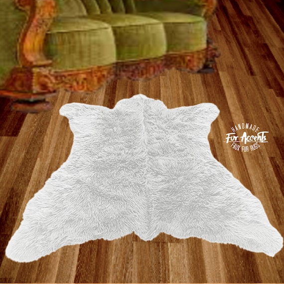 White Bear Skin Rug. Realistic. Faux Fur. Area Rug. Lodge Cabin. Throw Rug. Old Fashion. Rustic. Cottage Decor.Shag. Gifts for him. For Dad