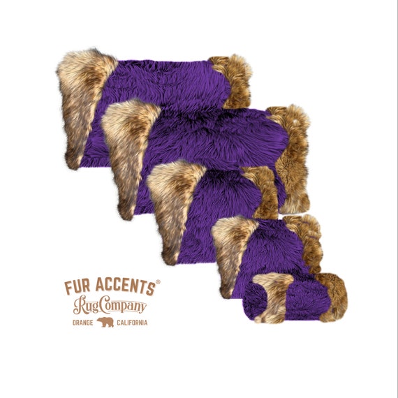 Plush Faux Fur Pillow - Sham - Cover - Plush Black and Golden Brown Wolf Trim - 3 New Sizes - Designer Throw - Toss -  Fur Accents USA