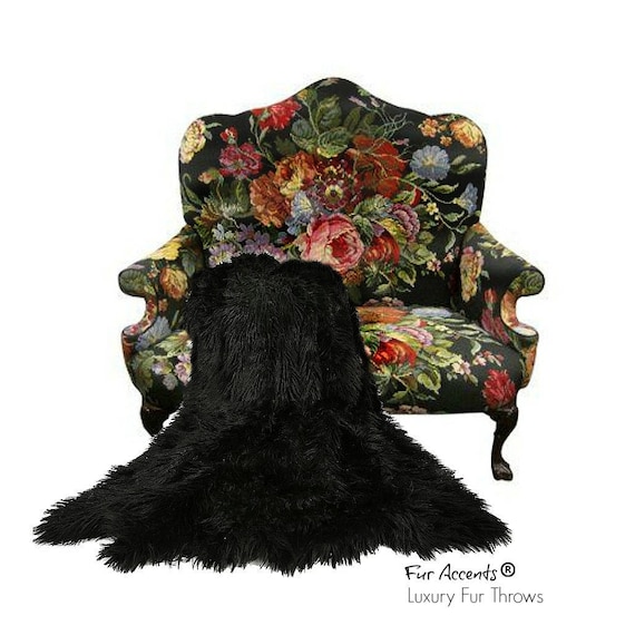 Plush Faux Fur Throw Blanket Mongolian Sheepskin - Shaggy Llama Design - 10 Colors - Designer Throw - Fur Accents - USA