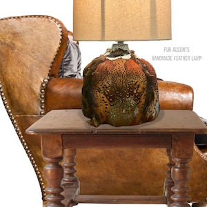 Feather Base Lamp with Shade, Large, Eclectic, Cabin Lamp, One of a Kind, Original Designer Style, Handmade by Fur Accents USA
