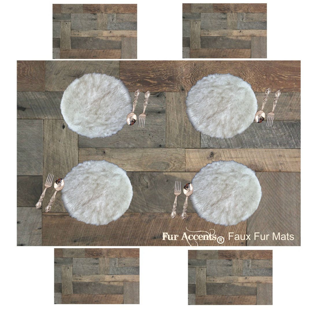 4 Plush Faux Fur 15 Round Placemats Luxury Fur Soft Etsy