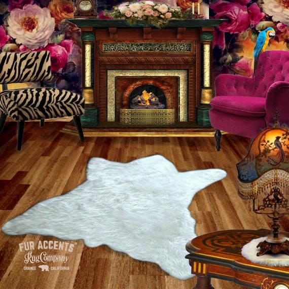 Plush Faux Fur Area Rug - Luxury Fur Thick Bear Skin - Faux Fur - Animal Pelt Shape Designer Throw Rug - Fur Accents - USA