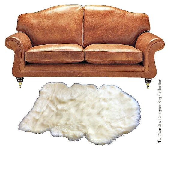 Plush Faux Fur Accent Rug - Shaggy Country Edge Sheepskin - 6 Colors - Designer Art Rugs by Fur Accents - USA