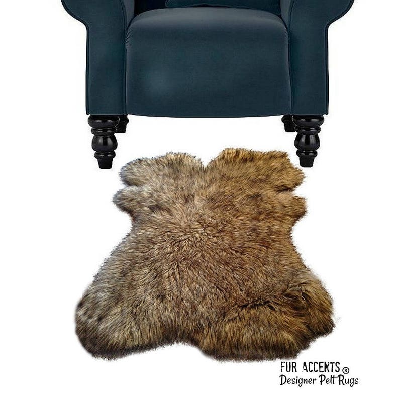 Fur Rug Shape Faux Fur Area Rug - Desert Fox Brown, Pelt Shape, Handmade in USA - Etsy