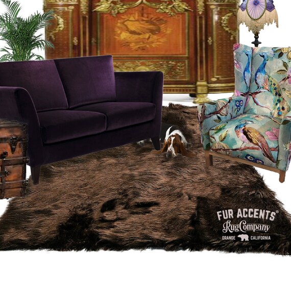 Plush Faux Fur Area Rug - Shaggy Thick Sheepskin - Rectangle Shape Pelt Design  - Throw 6 Colors Designer Art Rug by Fur Accents USA