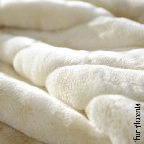 Plush Faux Fur Throw Blanket Soft Ribbed Chanel Mink Shag 