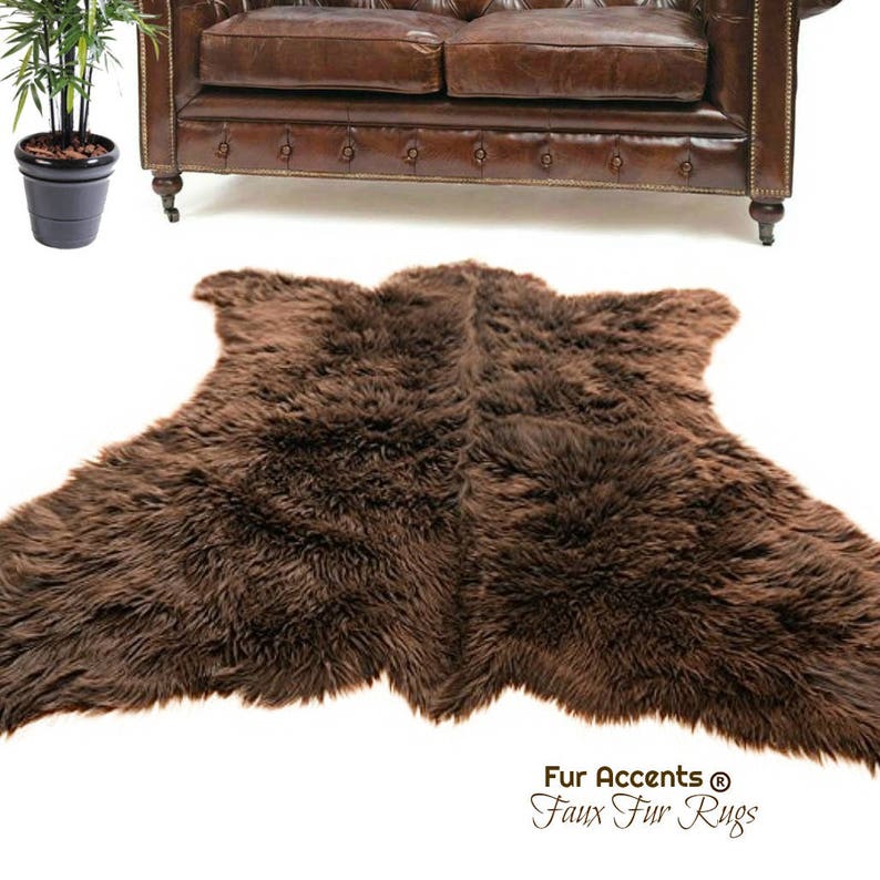 Plush Faux Fur Bear Skin Area Rug Traditional Realistic Etsy Canada