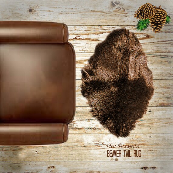 BLACK FRIDAY SALE 19.99 Reg 119. Shaggy Faux Fur Beaver Tail Rug, Runner, Sheepskin, Table Top, Dresser, Mantle, Handmade Fur Accents