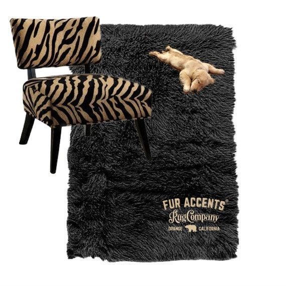 Plush Faux Fur Area Rug - Shaggy Thick Sheepskin - Rectangle Shape Pelt Design  - Designer Art Rug by Fur Accents USA