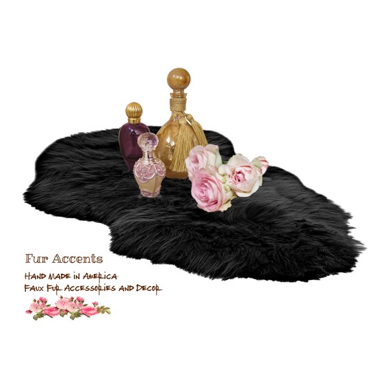Shaggy Faux Fur Doily, Runner, Shaggy Sheepskin, Decorations, Unique, Table Top, Dresser, Mantle, Handmade Locally, Fur Accents-USA