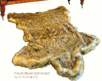動物に優しいクマの頭のクマ皮ラグ、フェイクファー、全サイズと全色
