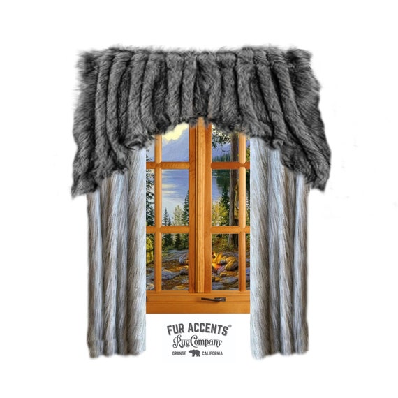 Plush Faux Fur Window Panels - Drapery Curtain Panels - Rod Pocket Top - Shirred - Exotic - Hand Sewn - Fur Accents - USA