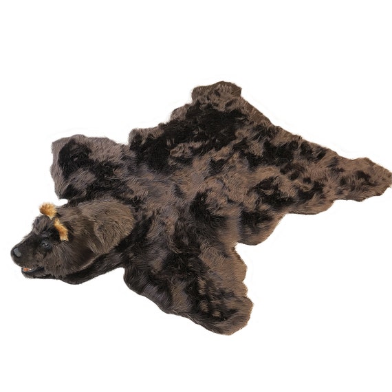 Bear Skin Rug - Hand Made - Realistic - Life Size - Luxury Fur - Brown - White - Black - Off White - Fur Accents USA