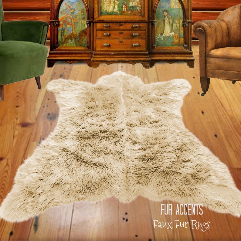 Appalachian Bear Skin Rug. Realistic. Faux Fur. Area Rug. Lodge Cabin. Throw Rug. Old Fashion. Shag. Gifts for him. For Dad image 7