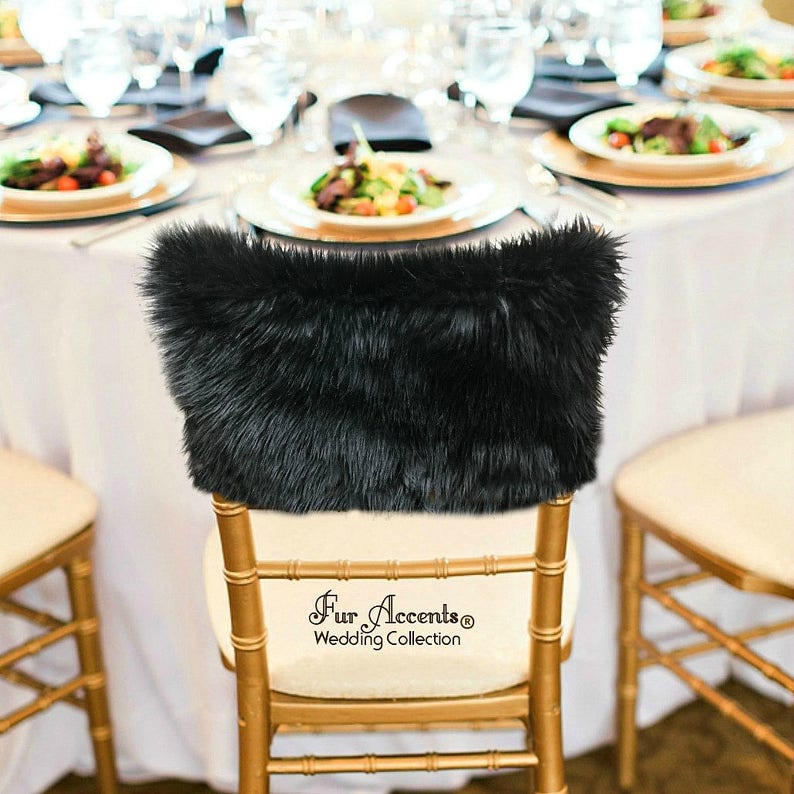 Chair Caps Faux Fur Slip Covers Shag Fake Fur Wedding Etsy
