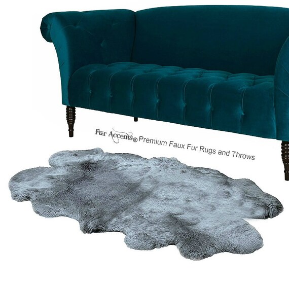 Plush Faux Fur Mongolian Sheepskin Area Rug - Traditional Long Hair Shag Designer Throw Rug - 6 Colors 100% Animal Friendly Fur Accents USA
