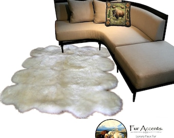 Handmade White Faux Sheepskin Rug – Plush Shag Fur Area Rug