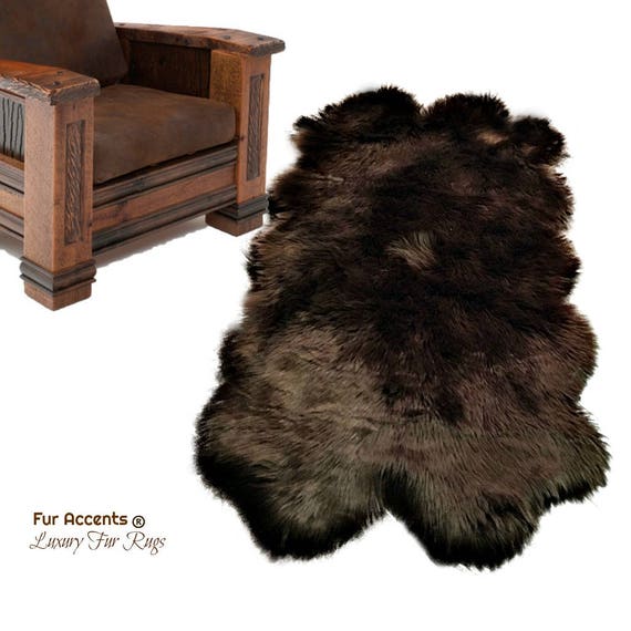 Plush Faux Fur Mongolian Sheepskin Area Rug - Traditional Long Hair Shag Designer Throw Rug - 6 Colors 100% Animal Friendly Fur Accents USA