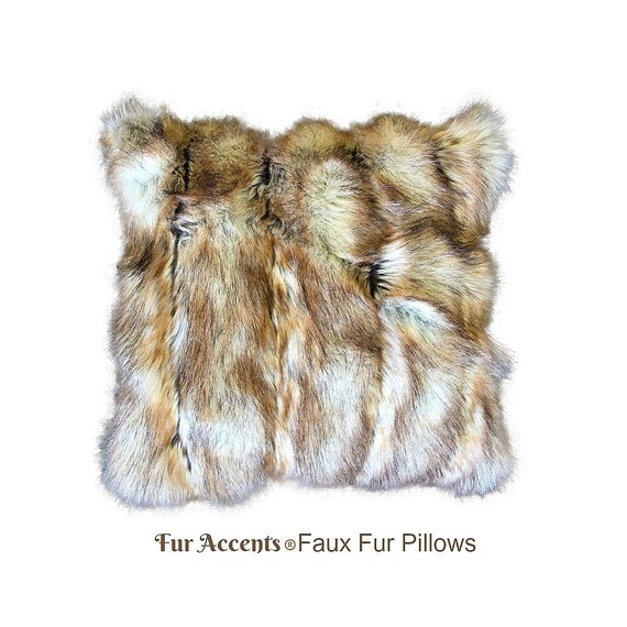 Plush Faux Fur Pillow - Sham - Cover - Luxury Fur - Brown Ribbed Chanel Fox  New Sizes and Colors - Designer Throw - Toss -  Fur Accents USA