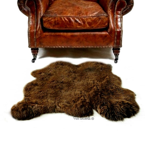 Thick Icelandic Faux Fur Sheepskin - Area Rug - Luxury Fur - Natural Pelt Shape - Choose Color and Size - Fur Accents - Hand Made in the USA