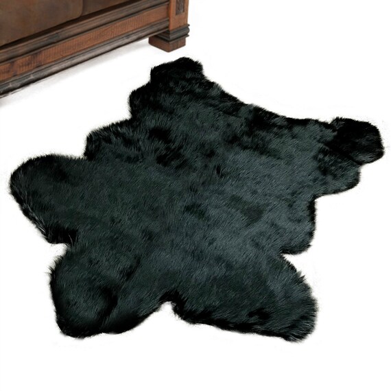 Plush Faux Fur Area Rug - Luxury Fur Brown Sierra Bear Skin - Shag - Animal Pelt Shape Designer Throw Rug - Fur Accents - USA