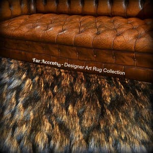 Plush Faux Fur Pieced Luxury Fur Strip Rug - Red Brown Wolverine ...