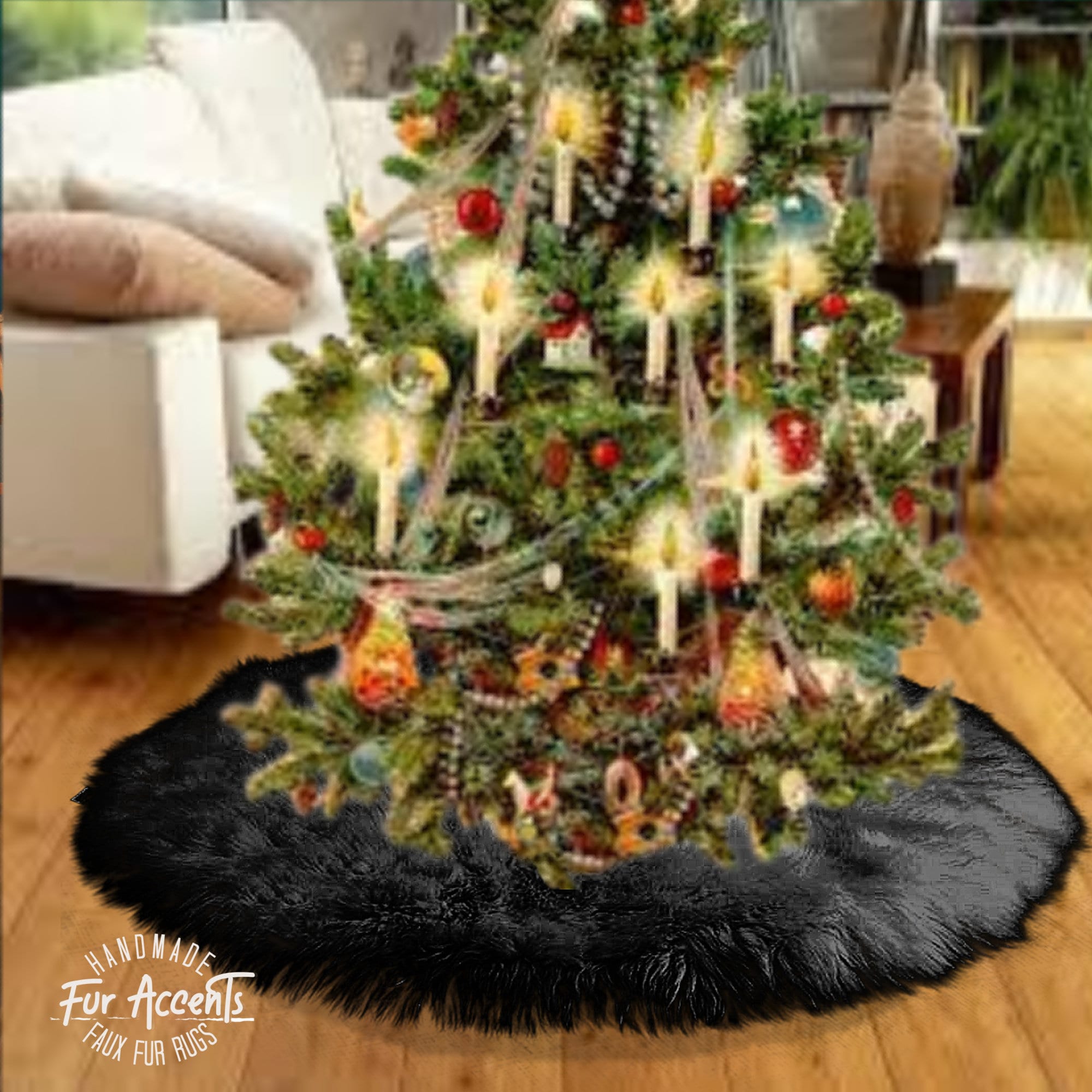 Faux Fur Christmas Tree Garland Shaggy White Strand Ornament Tree