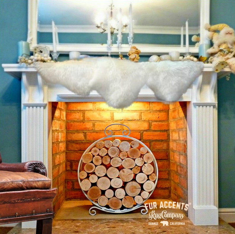 Classic Faux Fur Fireplace Mantle Scarf Shaggy Sheepskin Etsy