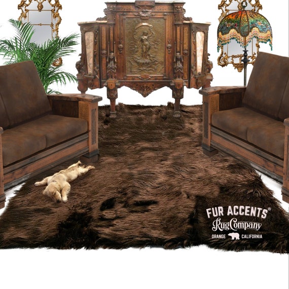 Plush Faux Fur Area Rug - Shaggy Thick Sheepskin - Rectangle Shape Pelt Design  - Throw 6 Colors Designer Art Rug by Fur Accents USA