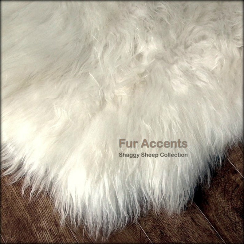 Shaggy- Shag- Faux Sheepskin- Random Shape White -Hand Made by Fur Accents USA Plush Classic Faux Fur Christmas Tree Skirt