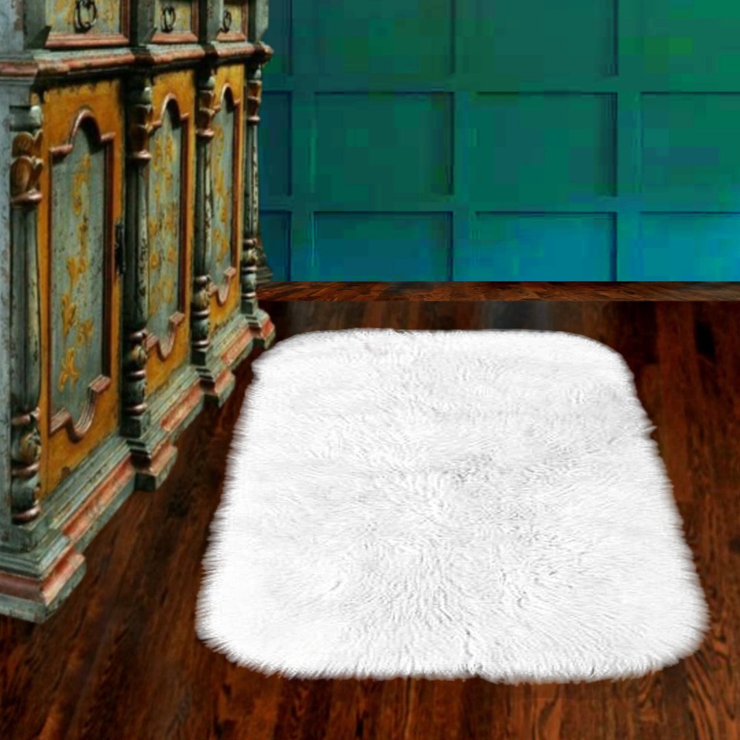 Small Fur Rug Rectangle Shaggy Faux Fur Area Rug – Rectangle With Rounded Corners - Etsy