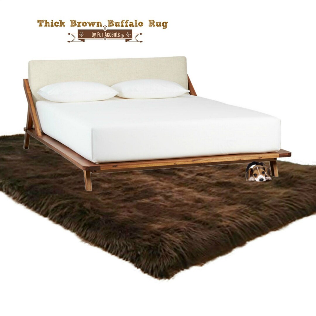 Fake Buffalo Rug Shaggy Faux Fur Area Rug - Thick Brown Buffalo Pelt, USA Made - Etsy