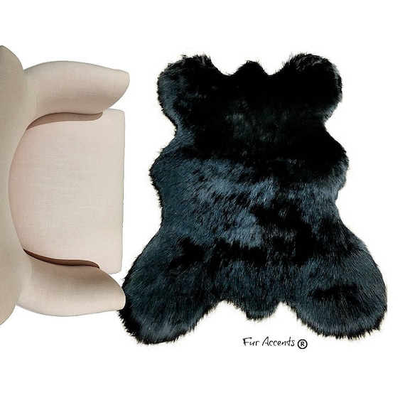 Plush Faux Fur Bear Skin Area Rug - Realistic Traditional Old Bear - Shag Designer Throw Rug - 100% Animal Friendly Fur Accents USA