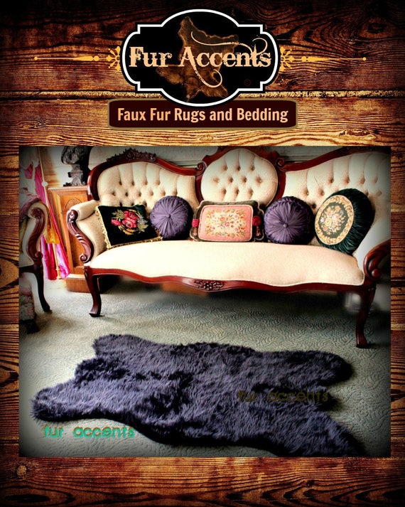 Plush Faux Fur Area Rug - Shaggy Bear Skin Sheepskin - Pelt Shape - Designer Throw Carpet - 6 Colors -Art Rugs by Fur Accents - USA