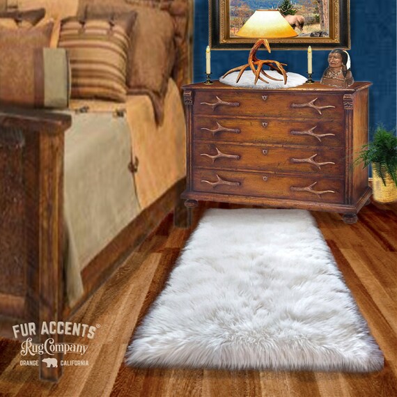 Plush Faux Fur Area Rug - Carpet Runner - Faux  Sheepskin - Shag - Designer Throw Rug - Art Rug Collection by Fur Accents USA