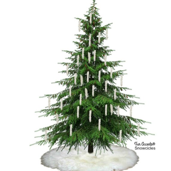 Faux Fur Christmas Tree Snowcicles,Shaggy White Fox,Strand,Snow Flake Ornaments,Stairway Trim,1"-2" Dia, Handmade Locally, Fur Accents-USA