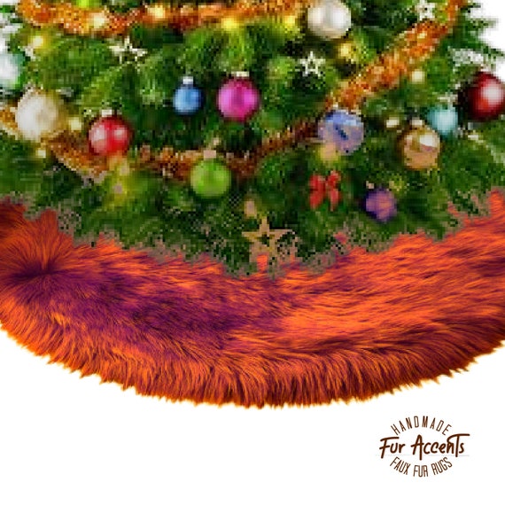 Faux Fur Christmas Tree Skirt, Garland or Swag, Shaggy Cranberry Red, Strand, Ornament, Stairway Trim, Mantle Decoration,  Fur Accents-USA