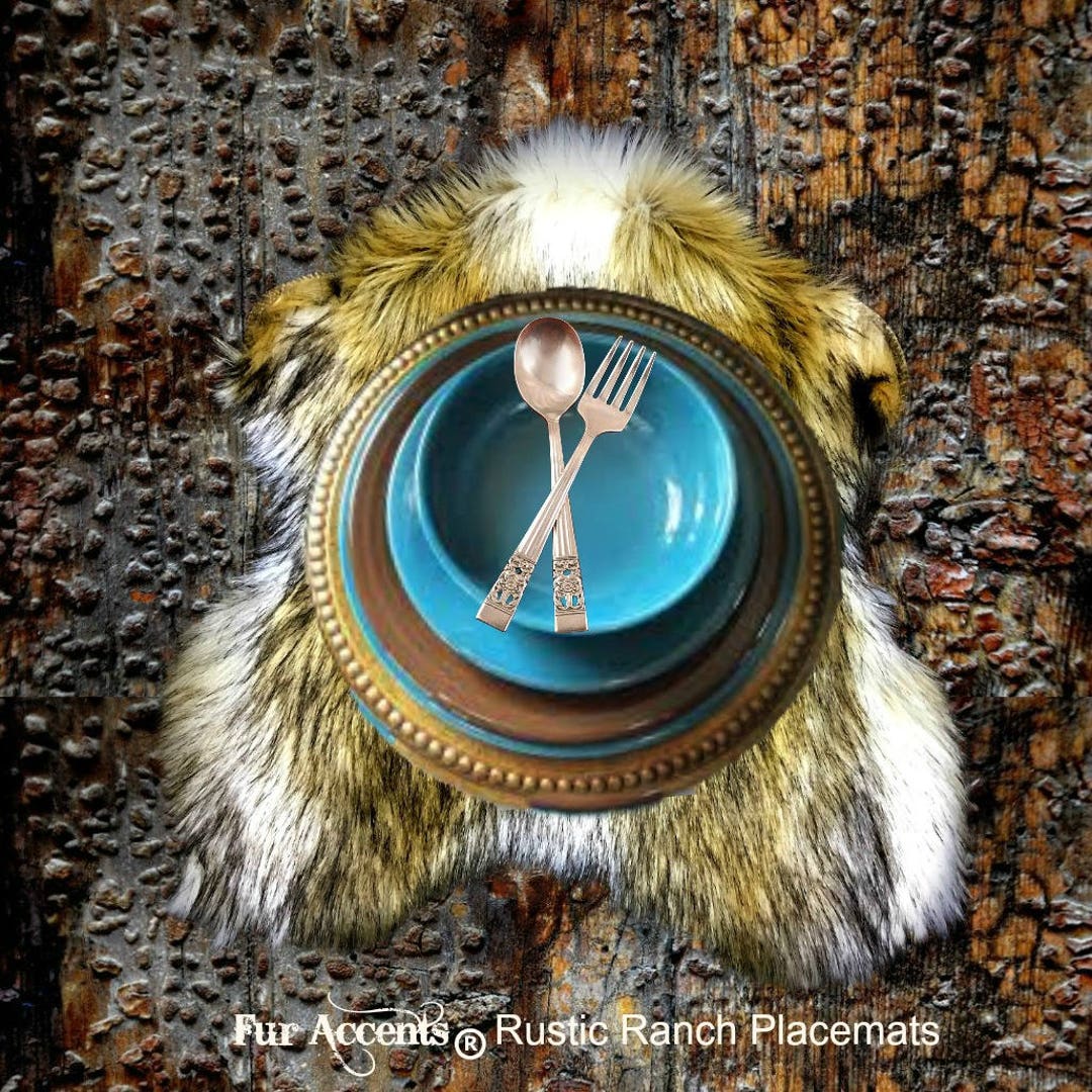 4 Plush Faux Fur Placemats Rustic Ranch Soft Shaggy Sheepskin Etsy