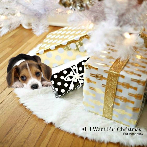 Classic Faux Fur Christmas Tree Skirt - Shaggy Shag Faux Sheepskin Round  - 18 Colors including White and Off White - by Fur Accents - USA